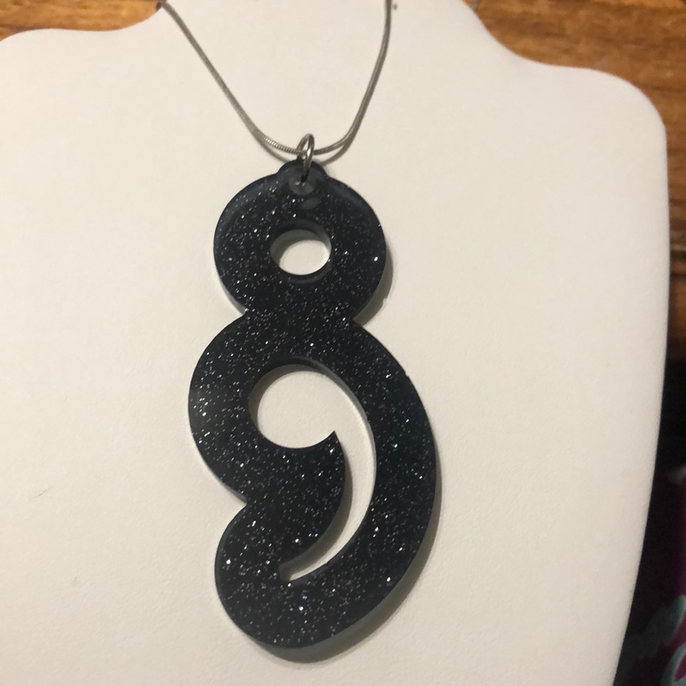 Cool Handmade Black Glitter Semicolon keychain